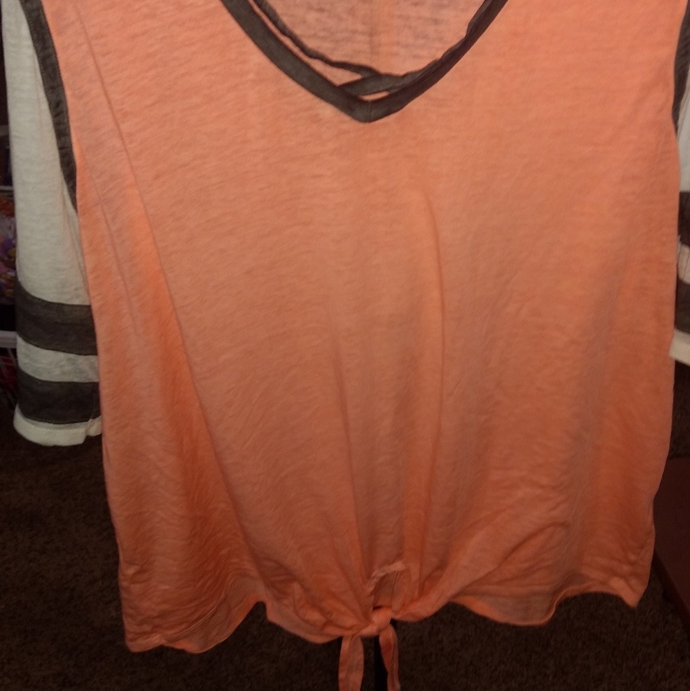 3x coral grey and white shirt